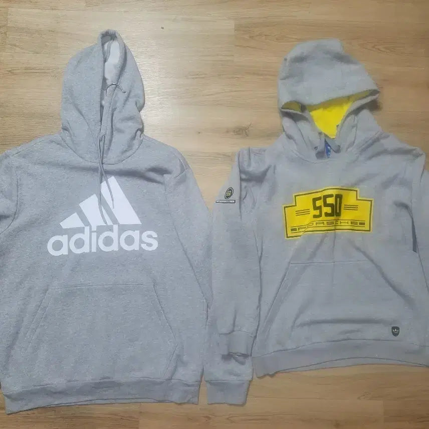 [BUNJANG] Adidas Grey Hoodie Set (2 Types) / 아디다스 회색 후드티 2종