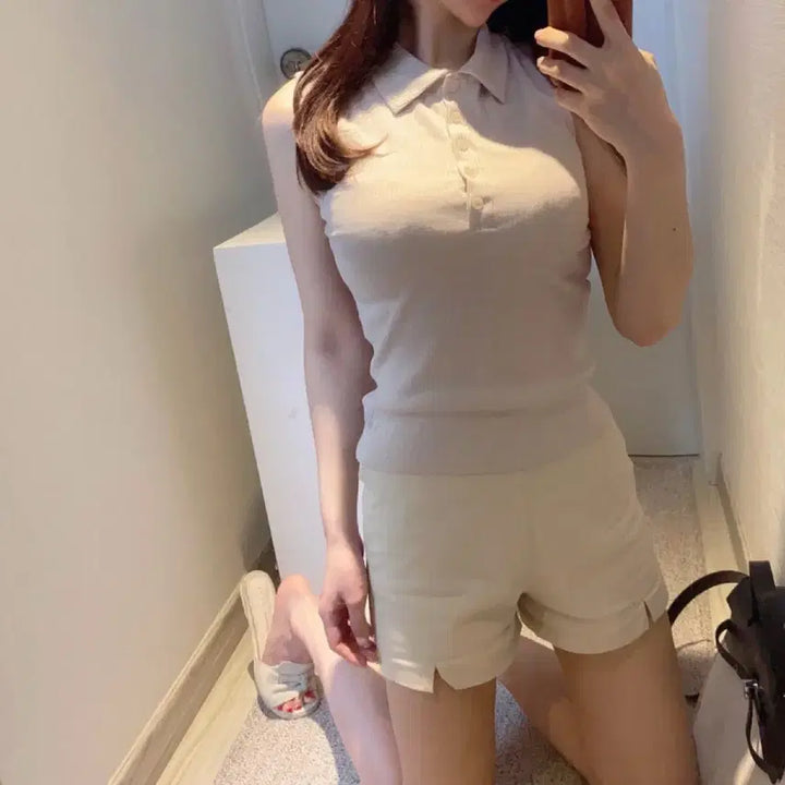 [BUNJANG] Ennel Concept J Ribbed Knit Tank Top / [1회 착용] 카라 민소매 골지 나시 니트 드오브 더마농 엔뉴엘 컨셉제이