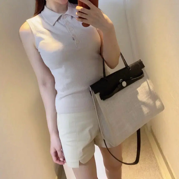 [BUNJANG] Ennel Concept J Ribbed Knit Tank Top / [1회 착용] 카라 민소매 골지 나시 니트 드오브 더마농 엔뉴엘 컨셉제이