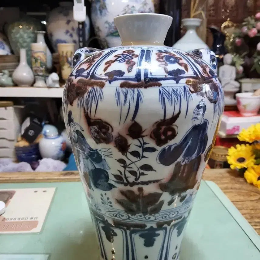 [BUNJANG] Large Blue and White Porcelain Vase / 대형청화인물문수면이화병도자기