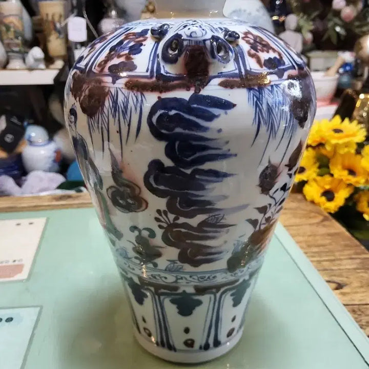 [BUNJANG] Large Blue and White Porcelain Vase / 대형청화인물문수면이화병도자기