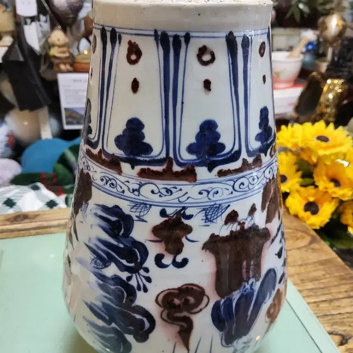 [BUNJANG] Large Blue and White Porcelain Vase / 대형청화인물문수면이화병도자기