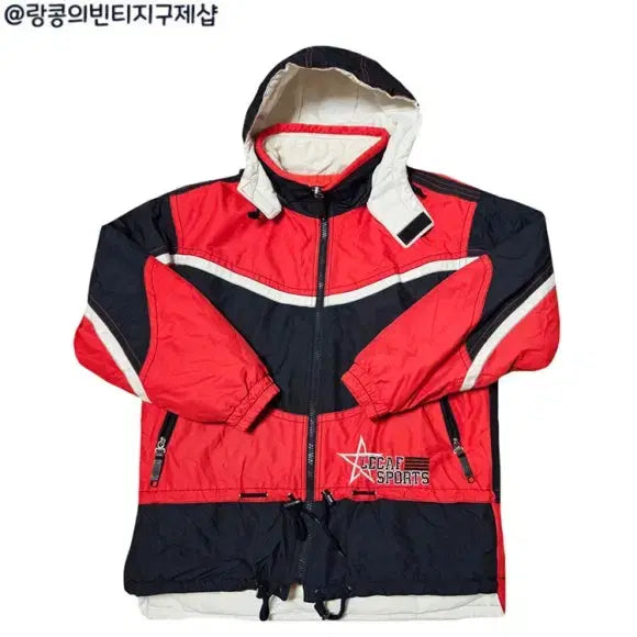 [BUNJANG] LeCAF Old School Vintage Big Logo Quilted Padded Jacket / 르까프 올드스쿨 빈티지 빅로고 누빔 패딩 자켓