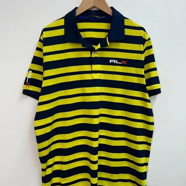 [BUNJANG] Ralph Lauren RLX Yellow Stripe Golf Polo Shirt / 라지 랄프로렌 RLX 옐로우 스트라이프 골프 폴로 셔츠