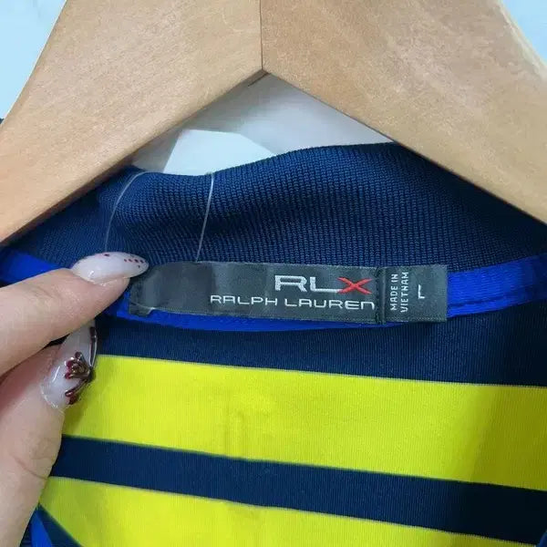 [BUNJANG] Ralph Lauren RLX Yellow Stripe Golf Polo Shirt / 라지 랄프로렌 RLX 옐로우 스트라이프 골프 폴로 셔츠