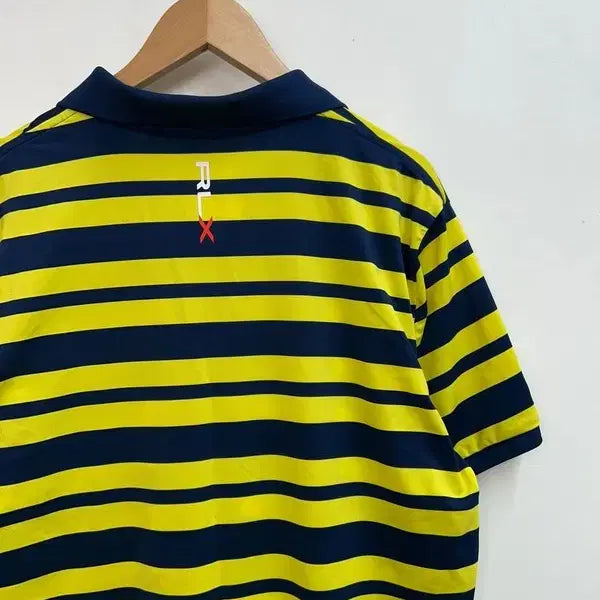 [BUNJANG] Ralph Lauren RLX Yellow Stripe Golf Polo Shirt / 라지 랄프로렌 RLX 옐로우 스트라이프 골프 폴로 셔츠