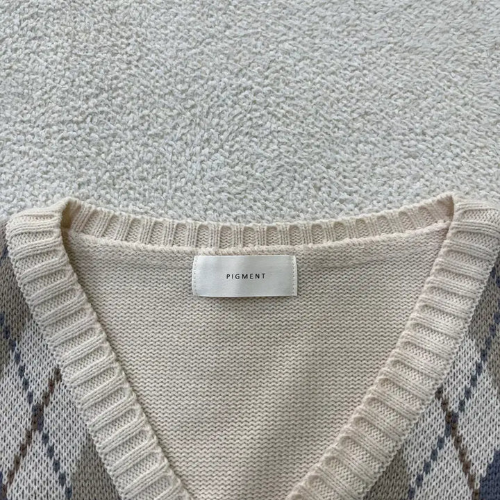 [BUNJANG] F Vintage Argyle V-Neck Knit Sweater / F 빈티지 브이넥 아가일 니트 0324M
