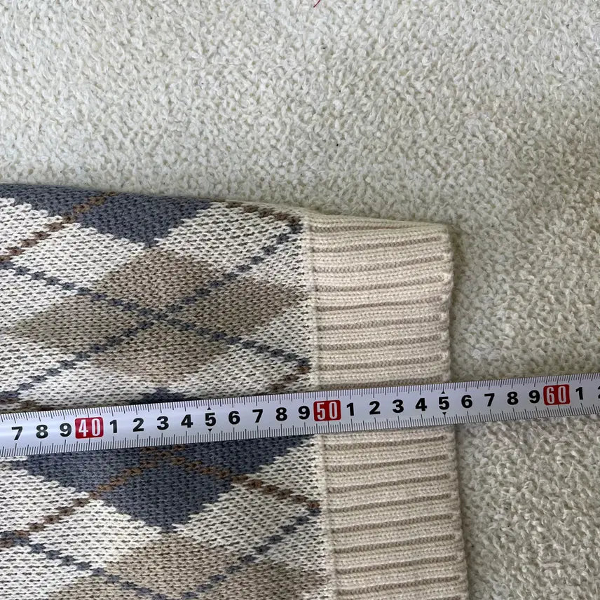 [BUNJANG] F Vintage Argyle V-Neck Knit Sweater / F 빈티지 브이넥 아가일 니트 0324M