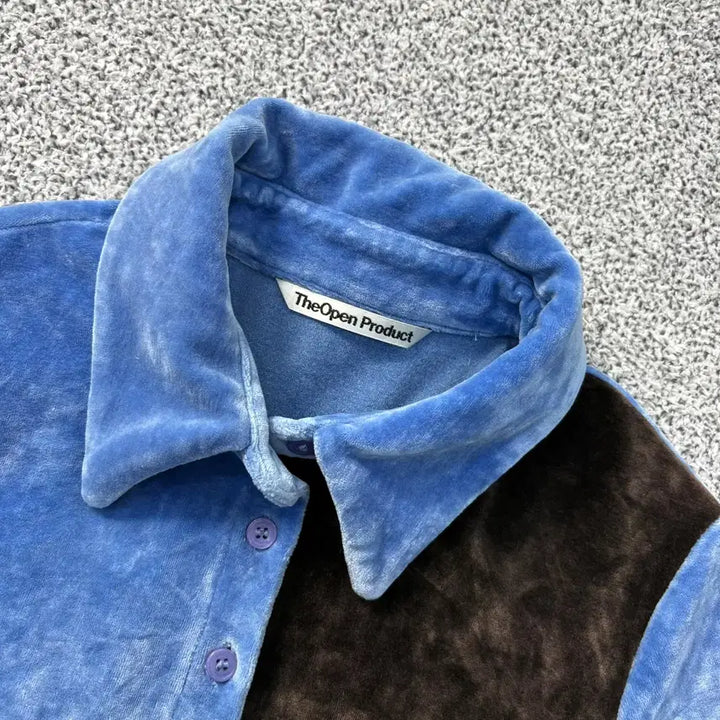 [BUNJANG] The Open Product Velvet Long Sleeve Shirt / 1 더오픈프로덕트 벨벳 배색 긴팔 셔츠 0401J