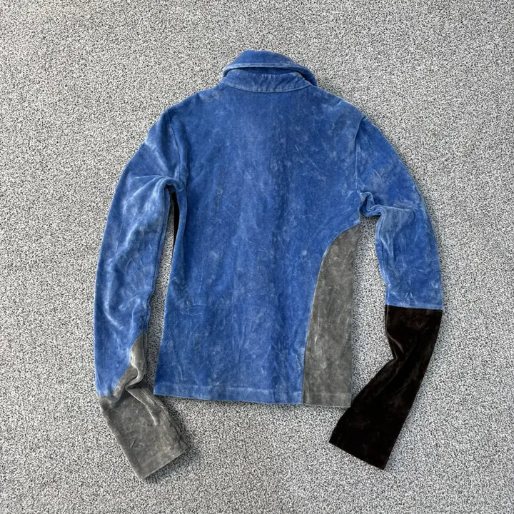 [BUNJANG] The Open Product Velvet Long Sleeve Shirt / 1 더오픈프로덕트 벨벳 배색 긴팔 셔츠 0401J