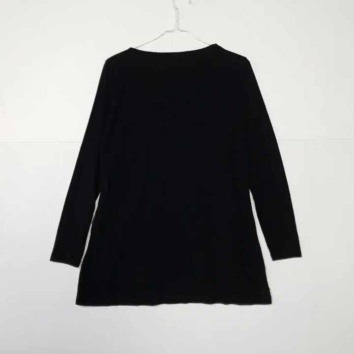 [BUNJANG] Black Cubic Embellished Long Sleeve Tunic Dress / 블랙 큐빅 장식 긴팔 튜닉 원피스 치마ㅡ0099