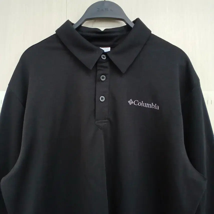 [BUNJANG] Columbia Long Sleeve Polo Shirt / 컬럼비아 블랙 긴팔 폴로티셔츠