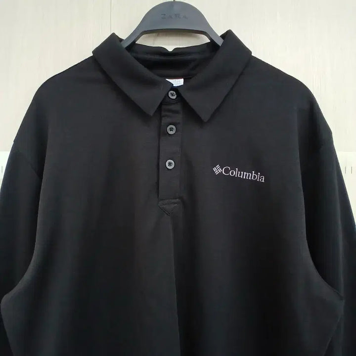 [BUNJANG] Columbia Long Sleeve Polo Shirt / 컬럼비아 블랙 긴팔 폴로티셔츠