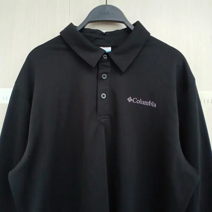 [BUNJANG] Columbia Long Sleeve Polo Shirt / 컬럼비아 블랙 긴팔 폴로티셔츠