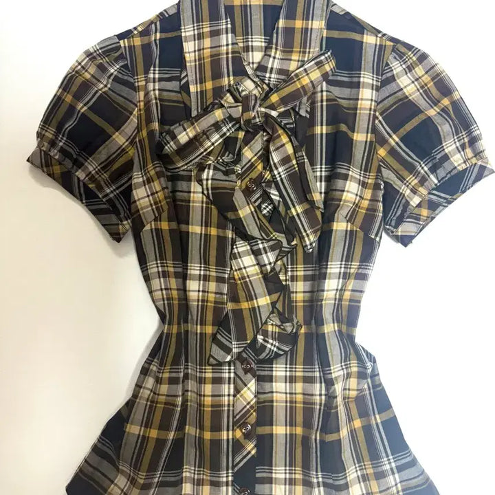 [SOLD OUT] 빈티지 일브 캐캐체깔 반팔 리본 셔츠 리즈리사 갸루