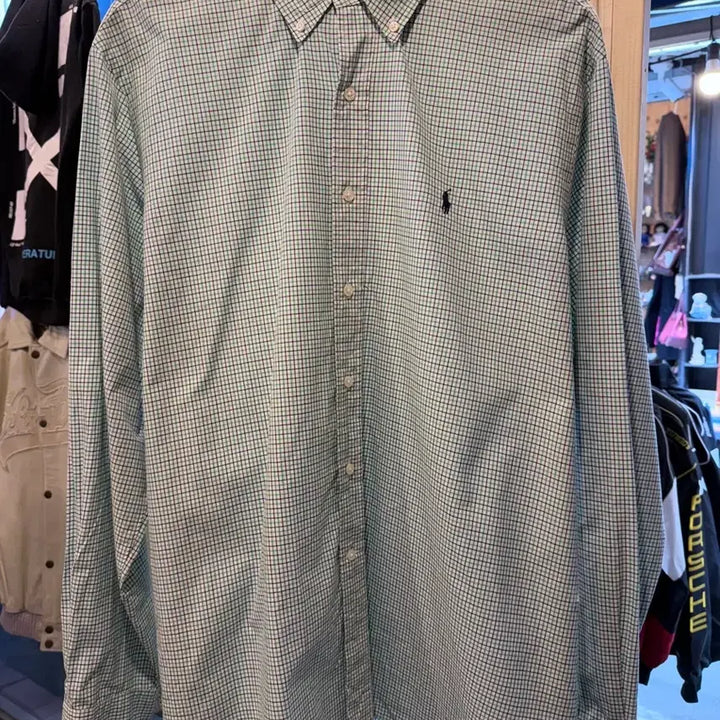 [BUNJANG] Polo Ralph Lauren Green Check Shirt / 폴로 랄프로렌 네이비포니 그린 체크셔츠
