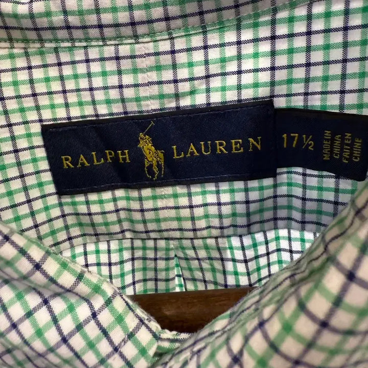 [BUNJANG] Polo Ralph Lauren Green Check Shirt / 폴로 랄프로렌 네이비포니 그린 체크셔츠