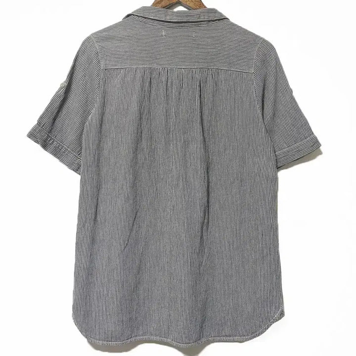 [BUNJANG] Vintage Japanese Open Collar Vertical Stripe Shirt / 일본빈티지모리걸 오픈카라히코리세로단가라스트라이프반팔셔츠 하구미룩갸루y2k