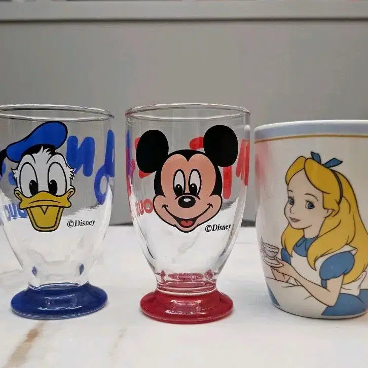 [BUNJANG] Disney Mickey/Donald/Alice Mug Cup Set / 디즈니 미키/도날드 글라스 앨리스 머그컵