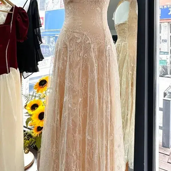 [BUNJANG] Ivory Lace Long Dress / 레이스 롱 원피스 아이보리 드레스