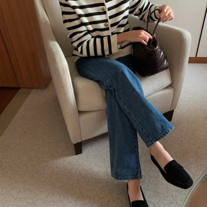 [BUNJANG] Moani French Stripe Knit Cardigan / 모아니 프렌치 스트라이프 니트가디건