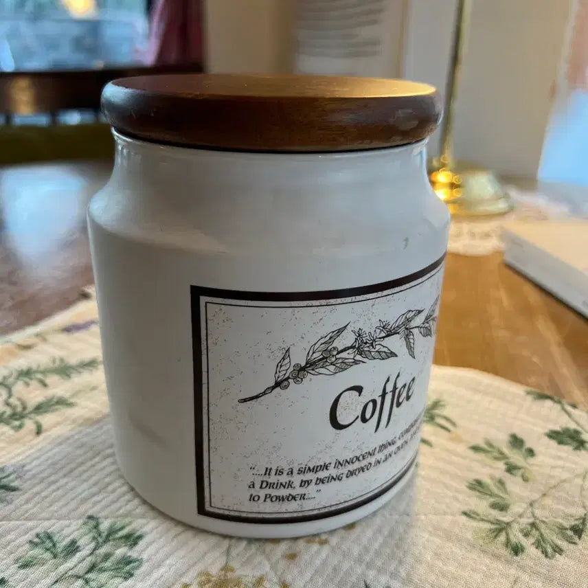 [BUNJANG] Vintage British Ceramic Coffee Canister with Wooden Lid / 영국 빈티지 커피 보관 캐니스터