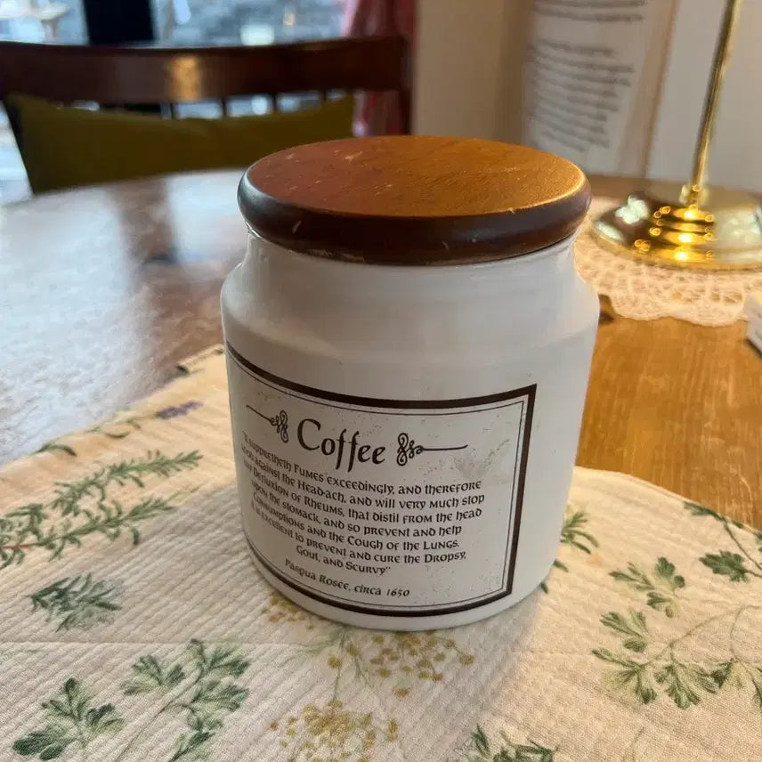 [BUNJANG] Vintage British Ceramic Coffee Canister with Wooden Lid / 영국 빈티지 커피 보관 캐니스터