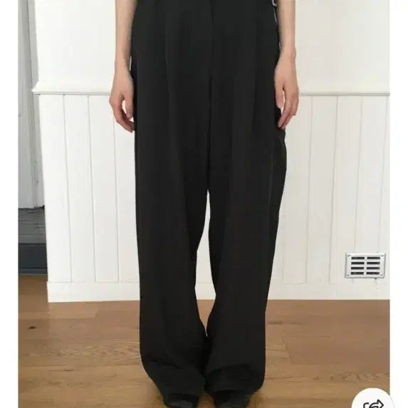 [BUNJANG] Meaning Out Side Buckle Wide Slacks Black / 미닝아웃 사이드 버클 슬랙스 블랙