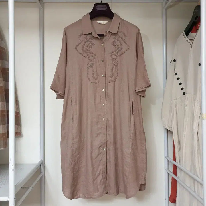 [BUNJANG] isae Linen Blend Long Blouse / isae 이새 입체꼬임장식 디테일 리넨혼방 롱 블라우스 / 롱 셔츠