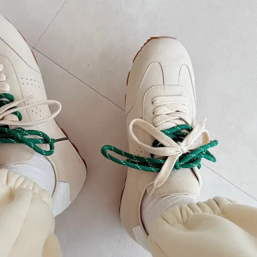[BUNJANG] Ivory Combi Lace Latex Sneakers 5073 / (30,35,40,45,50) 아이보리 콤비끈 라텍스 운동화 5073