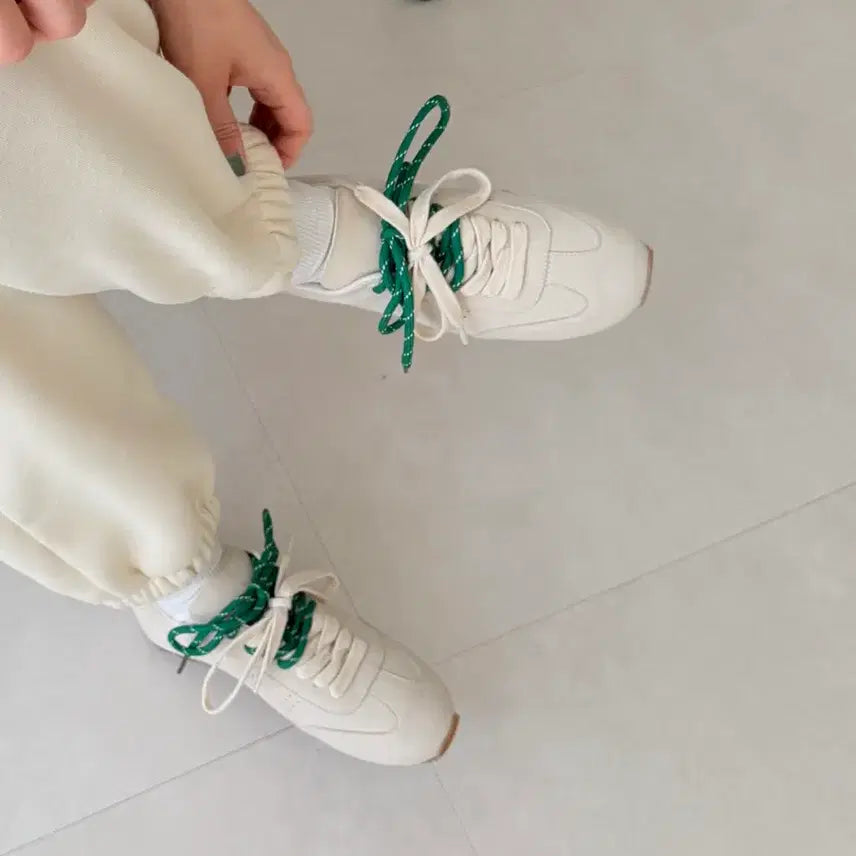 [BUNJANG] Ivory Combi Lace Latex Sneakers 5073 / (30,35,40,45,50) 아이보리 콤비끈 라텍스 운동화 5073