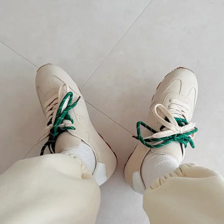 [BUNJANG] Ivory Combi Lace Latex Sneakers 5073 / (30,35,40,45,50) 아이보리 콤비끈 라텍스 운동화 5073