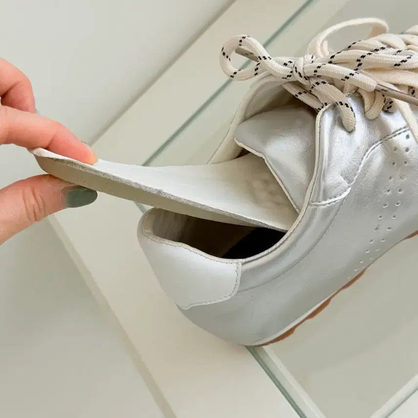 [BUNJANG] Combination Silver Latex Sneakers 5073 / (30,35,40,45,50)콤비끈 실버 라텍스 운동화 5073