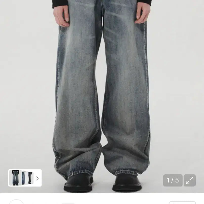 [BUNJANG] DNSr Signature Wide Denim Pants Vintage Blue S / [새상품] 디앤에스알 dnsr 시그니처 와이드 데님 팬츠 빈티지 블루 S
