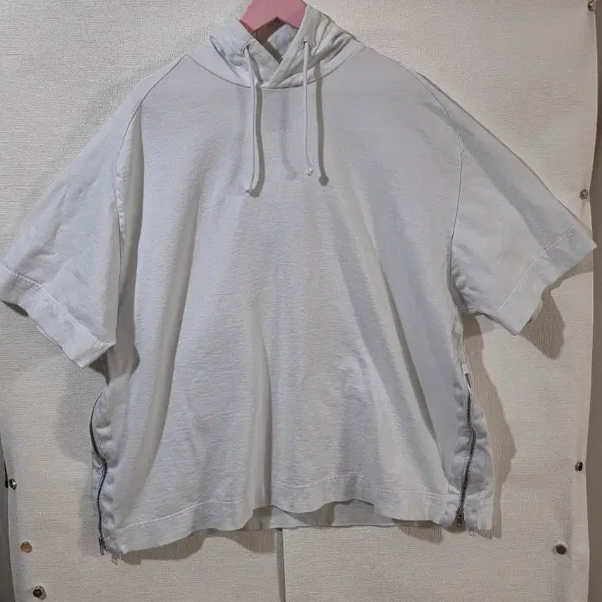 [BUNJANG] Juun.J White Short Sleeve Hoodie / 정품 준지 화이트 반팔 후드티