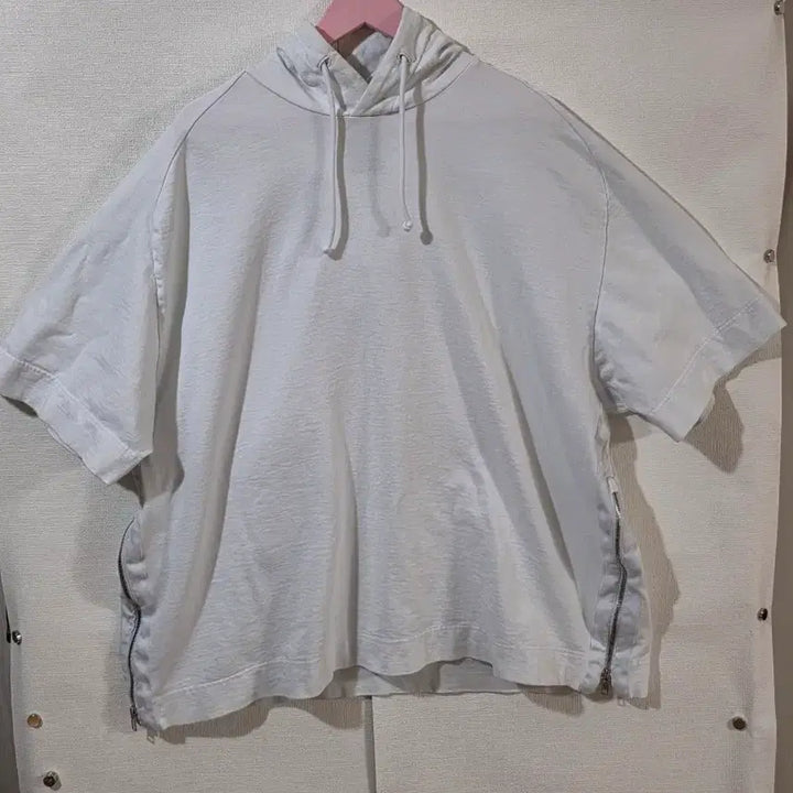 [BUNJANG] Juun.J White Short Sleeve Hoodie / 정품 준지 화이트 반팔 후드티