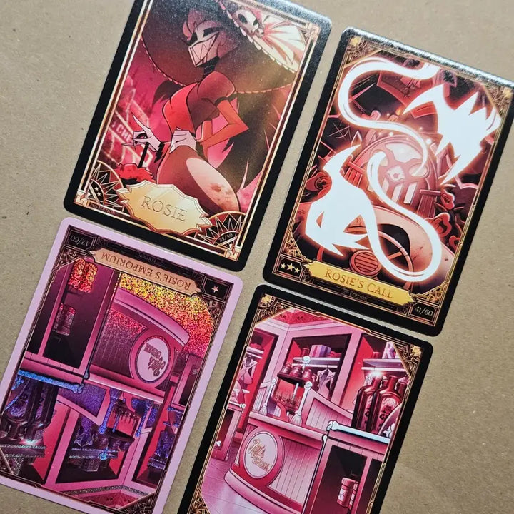 [BUNJANG] Hazbin Hotel Rosie Pink Foil &amp; Non-Foil Card Set / 해즈빈 호텔 트레카 로지 핑크포일 논포일 세트