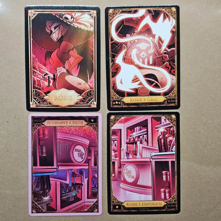 [BUNJANG] Hazbin Hotel Rosie Pink Foil &amp; Non-Foil Card Set / 해즈빈 호텔 트레카 로지 핑크포일 논포일 세트