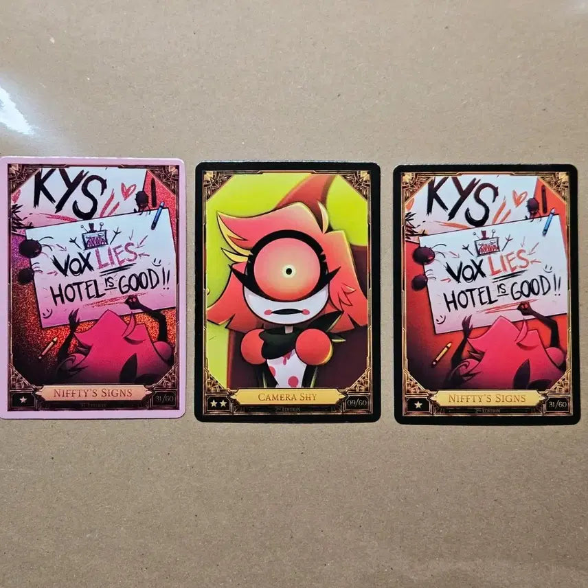 [BUNJANG] Hazbin Hotel Niffty Pink Foil Card Bundle Set / 해즈빈 호텔 트레카 니프티 핑크포일 3장 일괄