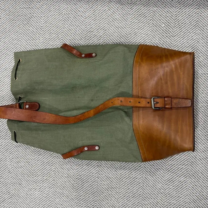 [BUNJANG] Swiss Army Canvas Leather Shoulder Bag / 귀한 스위스군 캔버스 가죽백