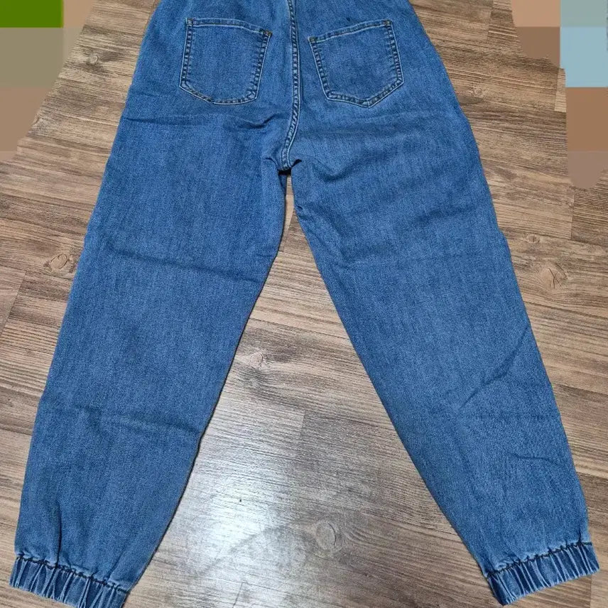 [BUNJANG] Denim Jogger Pants with Elastic Waistband / 청바지 조거팬 밴딩 데님 배기 팬츠