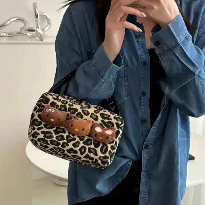 [BUNJANG] Tanning Kitty Leopard Mini Tote Bag / 태닝 키티 레오파드 토트백 미니
