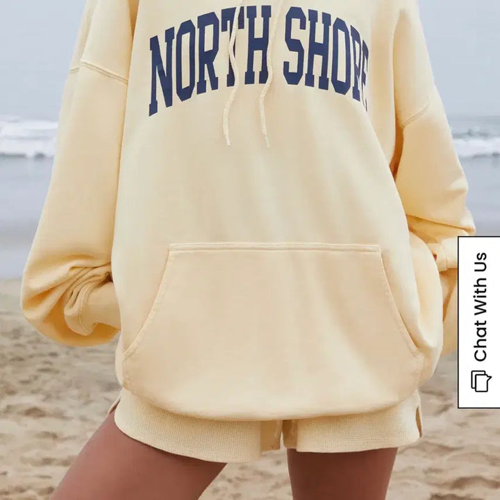 [BUNJANG] Brandy Melville Navy Lettering Cream Hoodie / 브랜디멜빌 후디 후드티 새것