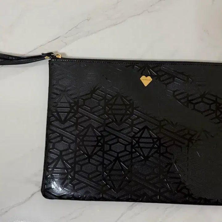 [BUNJANG] Jill Stuart Black Patterned Clutch Bag / 질스튜어트 블랙 패턴 클러치 백