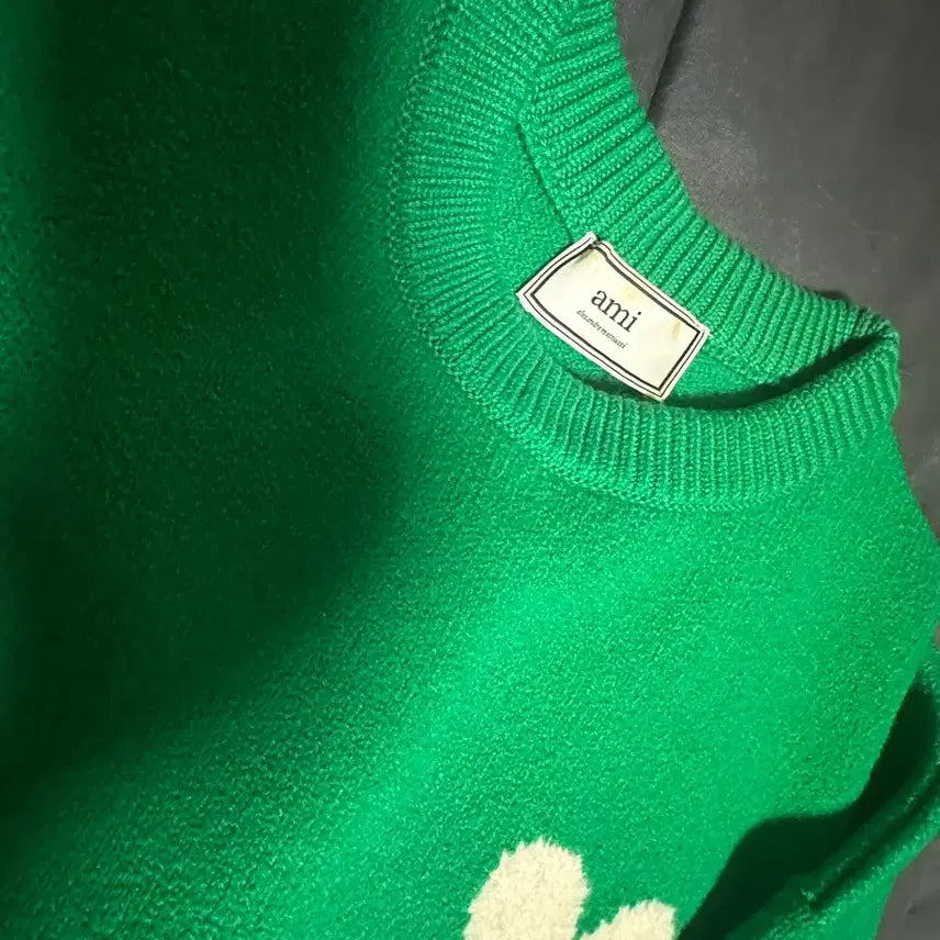 [BUNJANG] AMI Intarsia Knit Green M / AMI 아미 / 인타르시아 니트 그린 / M