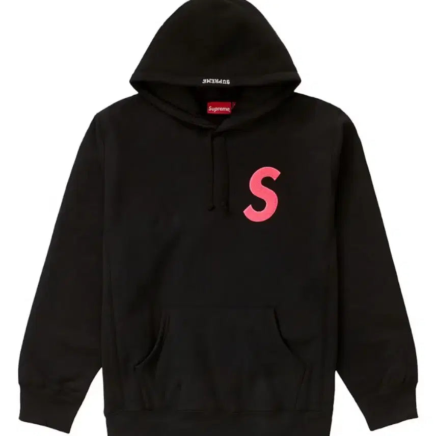 [BUNJANG] Supreme S Logo Hoodie Black Pink M / 슈프림 / S로고 후드 검핑 / M