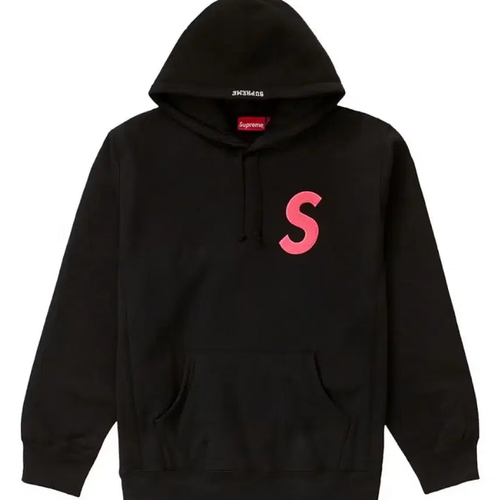 [BUNJANG] Supreme S Logo Hoodie Black Pink M / 슈프림 / S로고 후드 검핑 / M