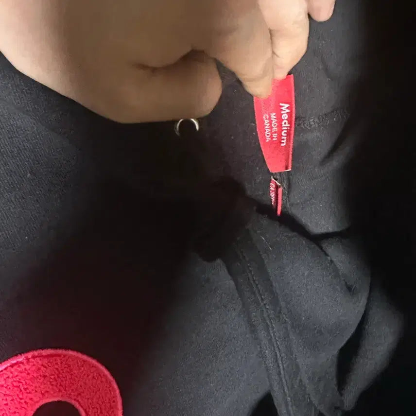 [BUNJANG] Supreme S Logo Hoodie Black Pink M / 슈프림 / S로고 후드 검핑 / M