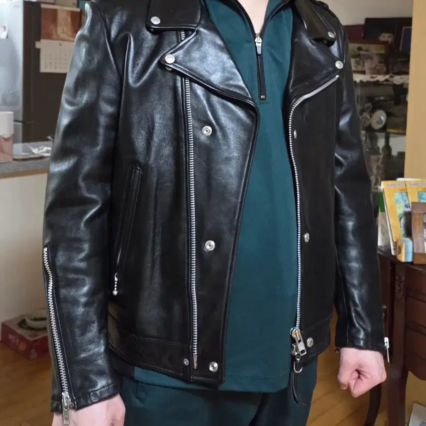[BUNJANG] Diafvine Leather Rider Jacket / Diafvine 소가죽 라이더 가죽자켓 L