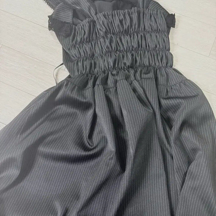 [BUNJANG] Goth Stripe Lace Detail Dress / ((택포)빈티지 고스 스트라이프 레이스 디테일 goth 고딕풍 원피스 블